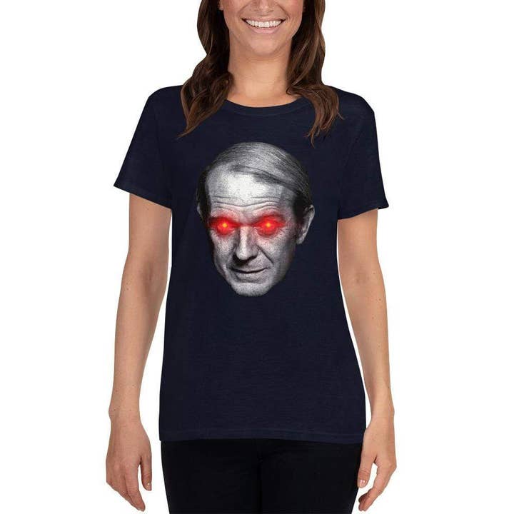The Philosopher's Shirt - Wholesale Screen Printed T-Shirt - Women's - Gilles Deleuze with Laser Eyes - Women's Loose Crew Neck T-S