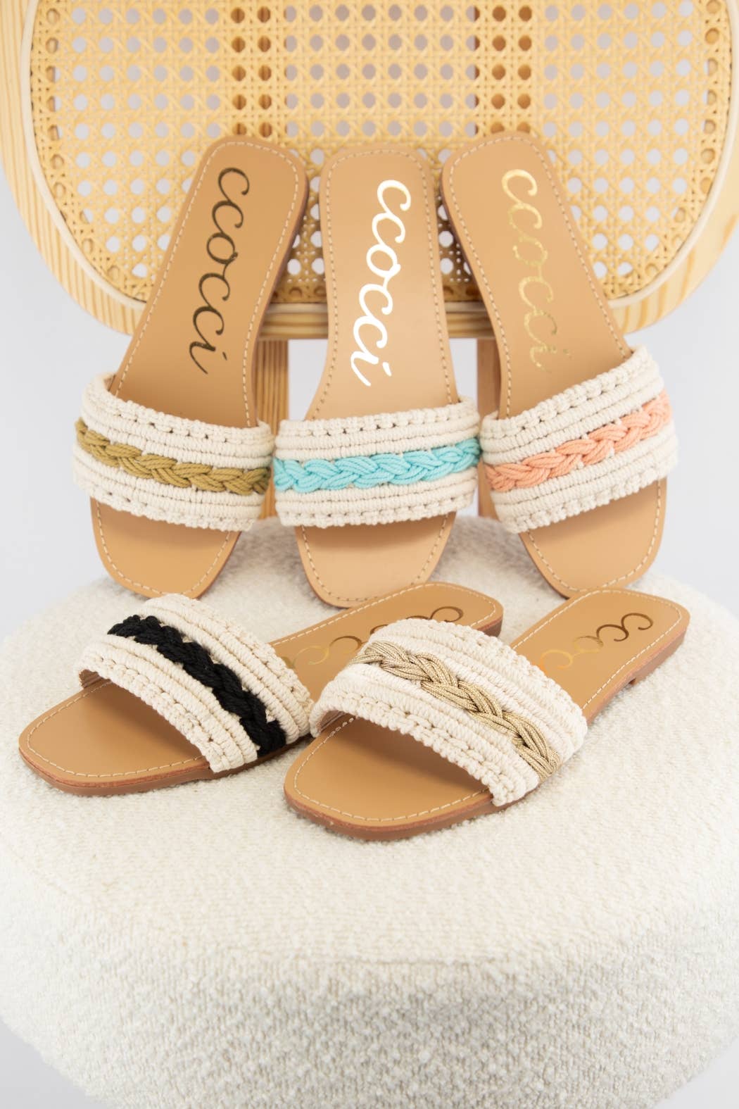 CCOCCI - Wholesale Sandals - Women's - WEEKLY DEAL COLOR LINE MACRAME BRAIDS UPPER SANDAL16