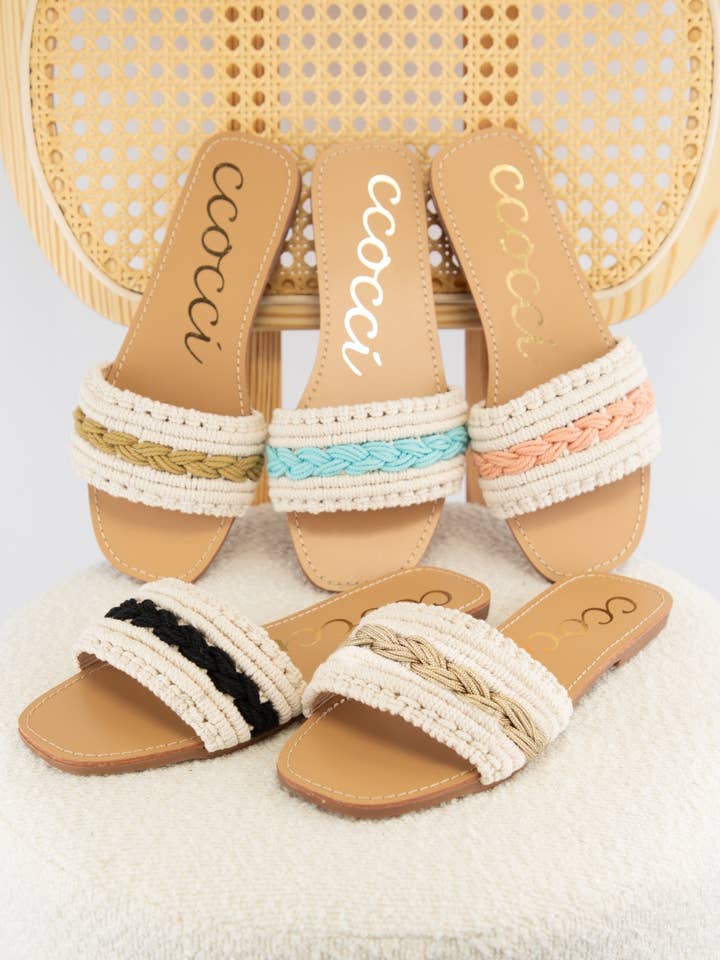 CCOCCI - Wholesale Sandals - Women's - WEEKLY DEAL COLOR LINE MACRAME BRAIDS UPPER SANDAL16