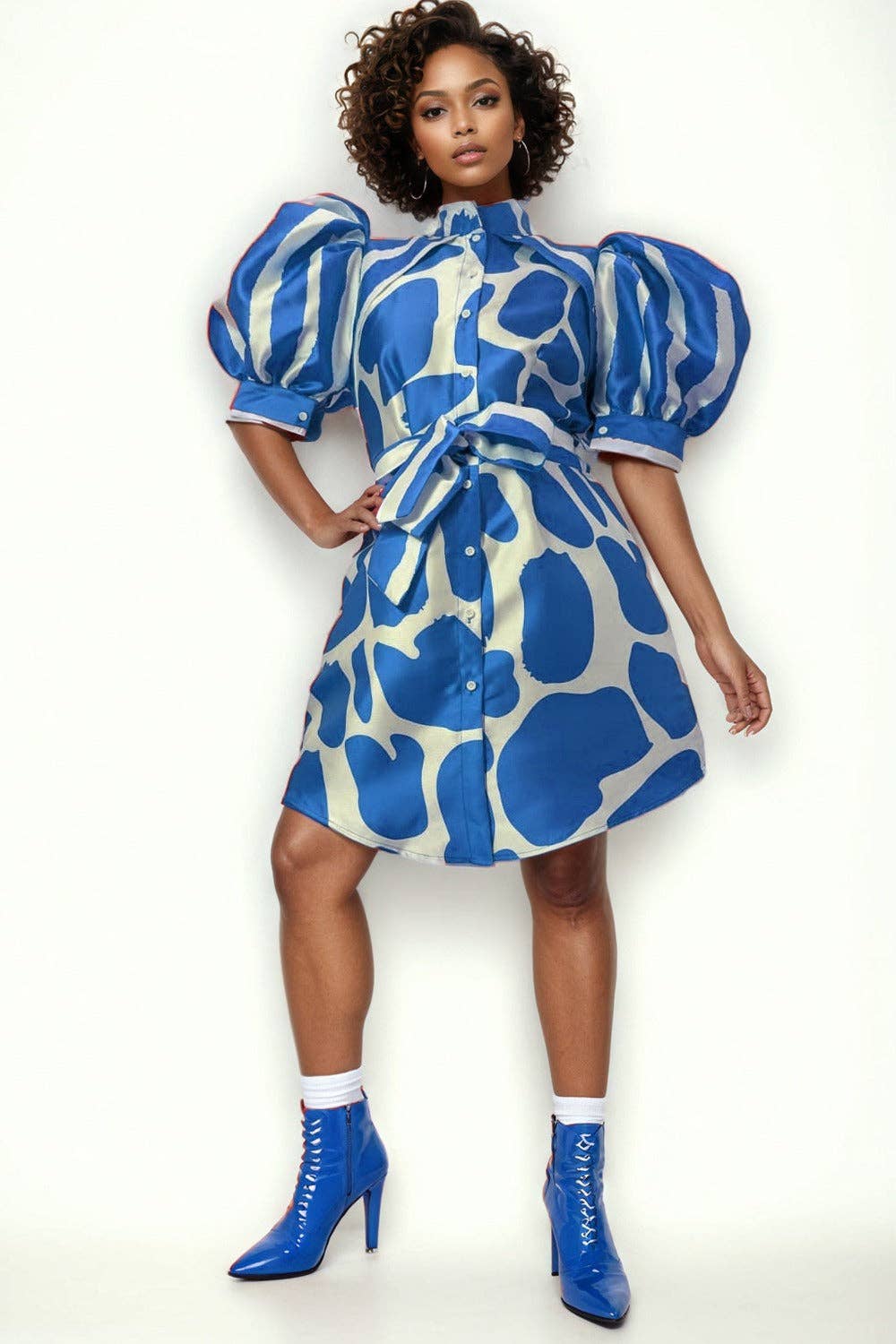 N by Nancy - Wholesale Dress - Women's - A94065 PRINTED MIDI DRESS (RED, BLK, BLUE)0