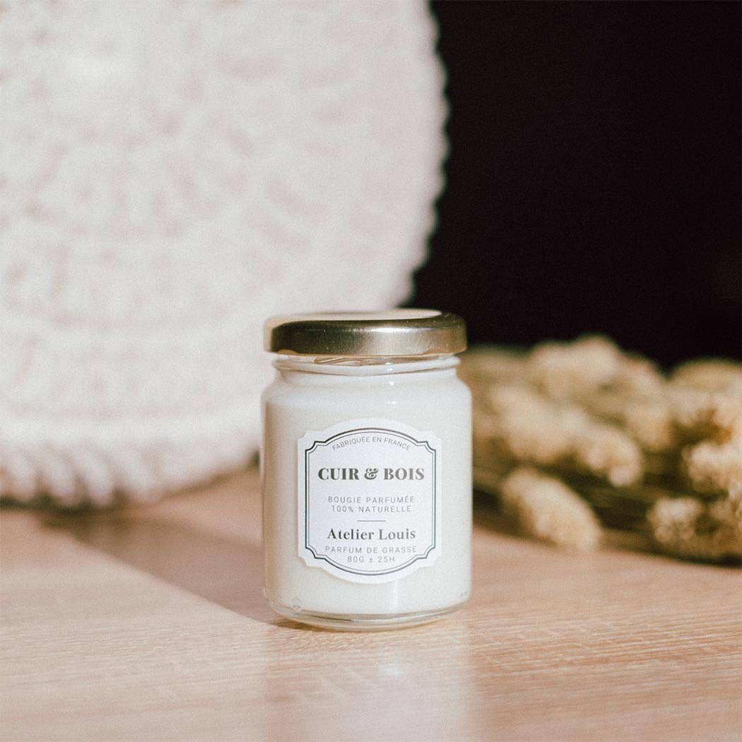 Atelier Louis - Vente Bougie en bocal - Bougie Parfumée Cuir et Bois0