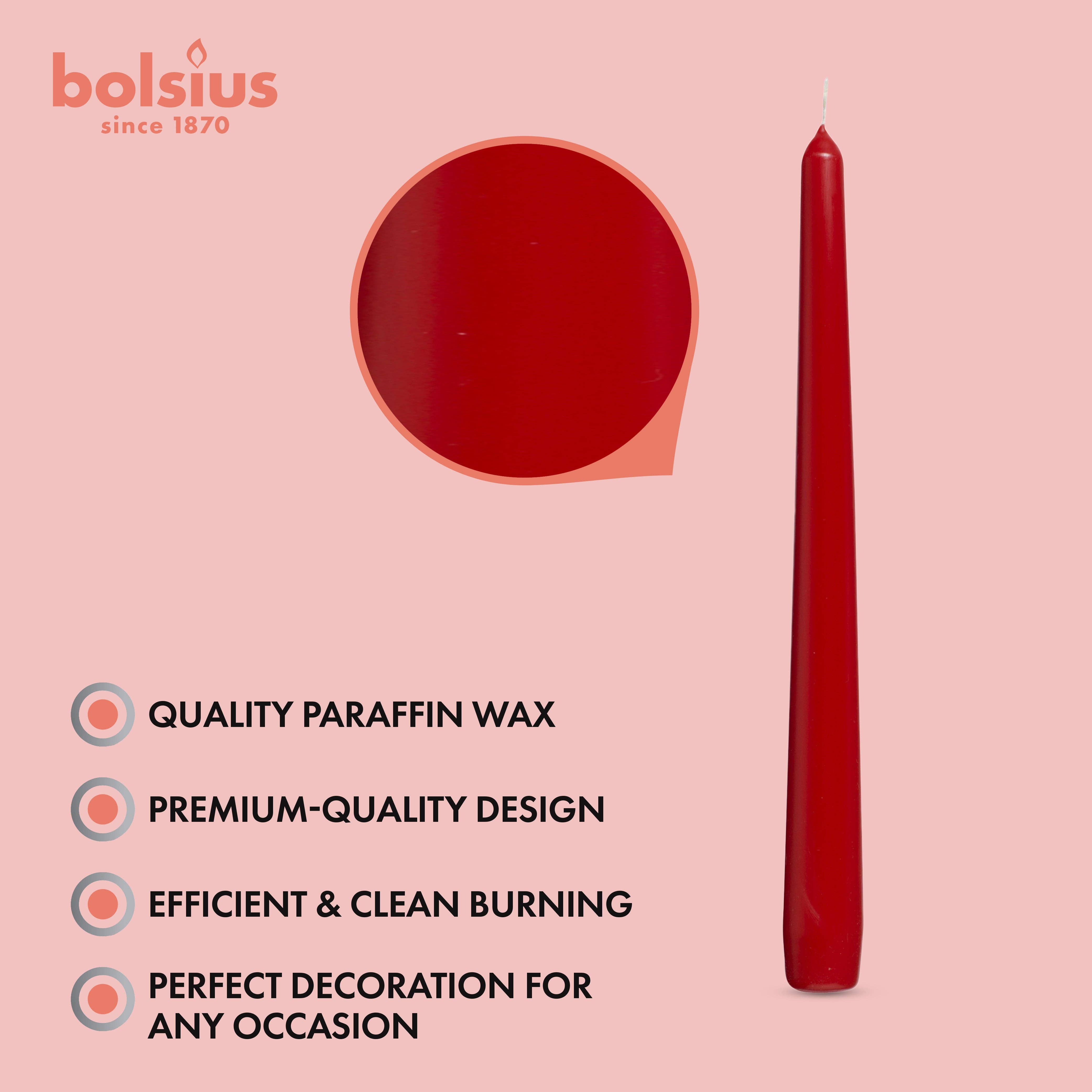 BOLSIUS - Wholesale Taps toelopende kaars/kandelaar - BOLSIUS hoge kegelkaarsen van 25 cm, set van 4 – decoratief, gekleurd, geurloos51