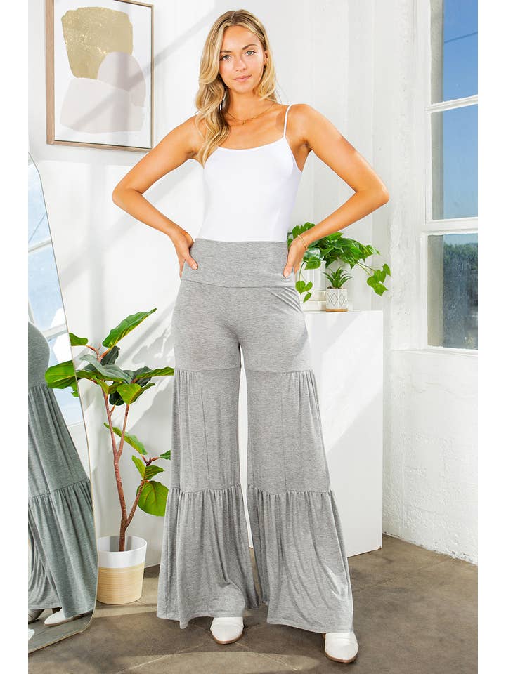 Orange Farm Clothing - Wholesale Pants - Women's - Tiered Ruffle High Waisted Wide Leg Pants-3 COLORS2