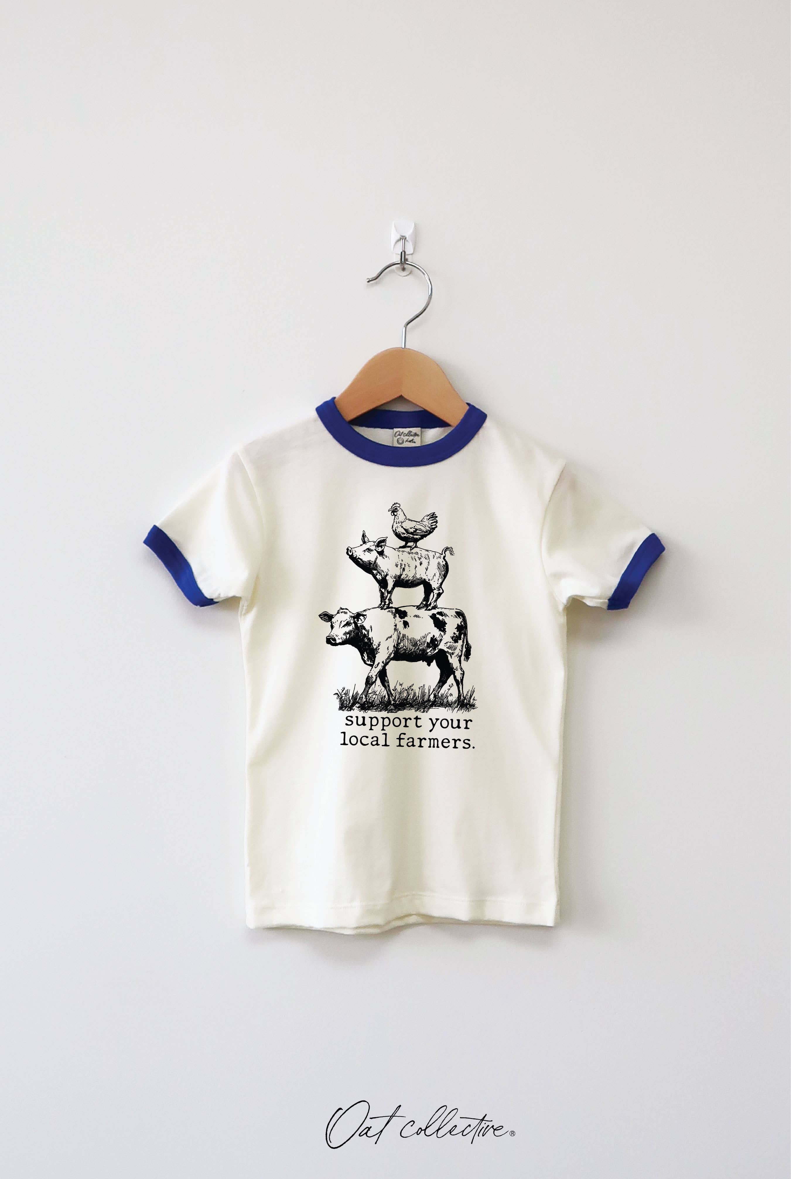 OAT COLLECTIVE - Wholesale Screen Printed T-Shirt - Kids - SUPPORT YOUR LOCAL FARMERS Toddler Unisex Ringer Top6