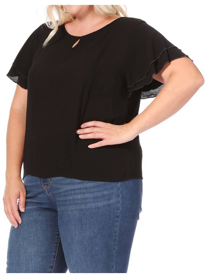 MOA COLLECTION - Wholesale Blouse - Women's - Women's Plus Size Short Sleeve Round Neck Blouse Top1