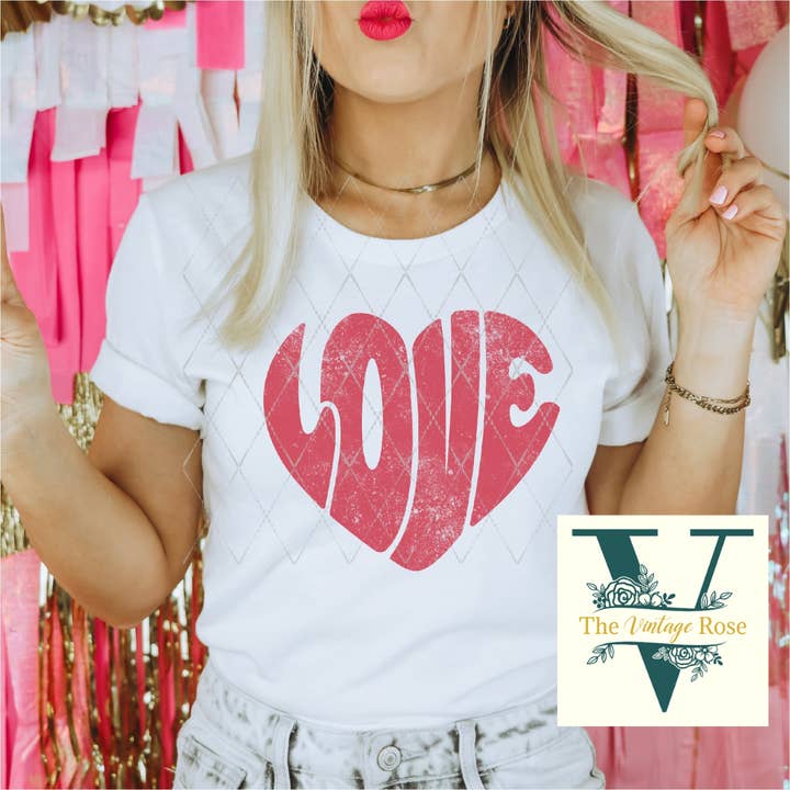 T-Shirt mit Herzmotiv im Retro-Look für den Großhandel von The Vintage Rose