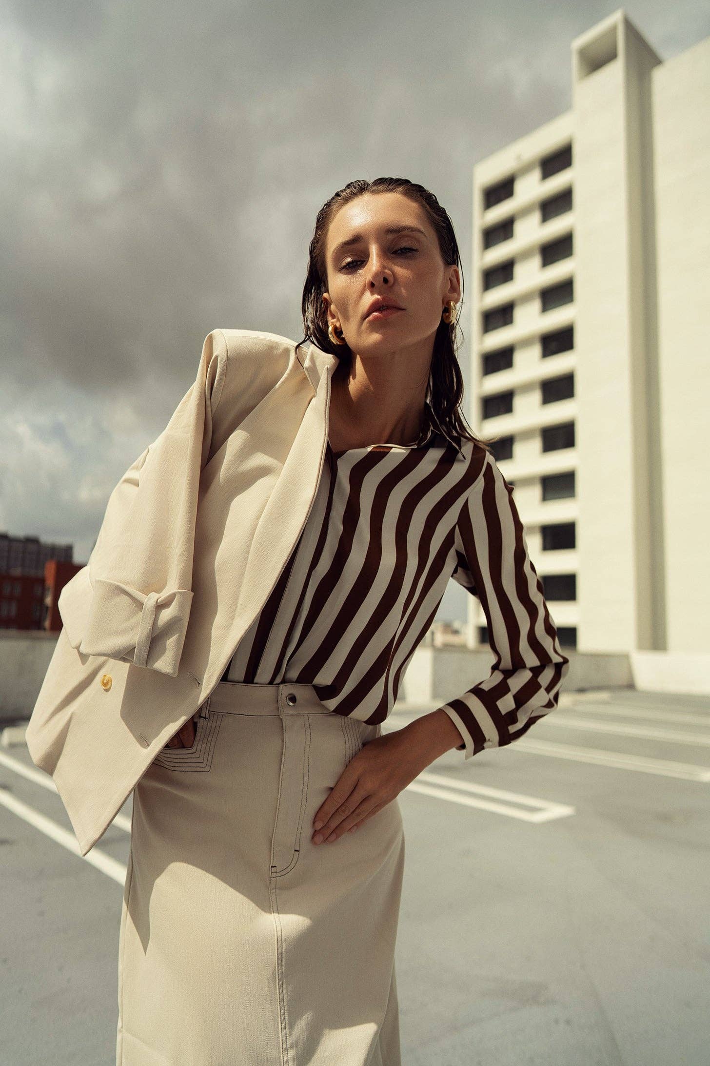 Profile NYC - Vendita all'ingrosso Camicetta - Donna - CAMICETTA SETOSA A RIGHE1