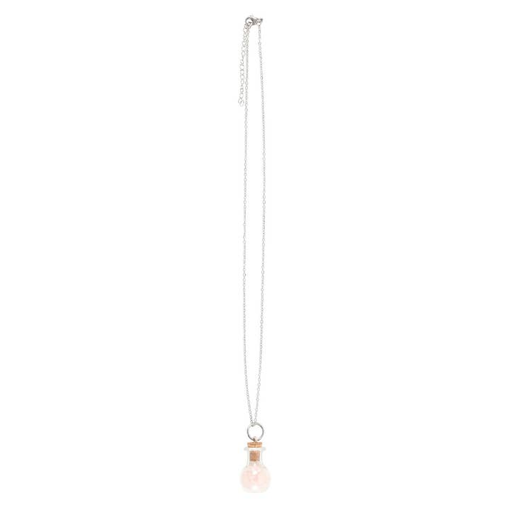 Something Different Wholesale - Vente Colliers à pendentif - Collier bouteille à potion miniature avec éclats de cristal de quartz rose3