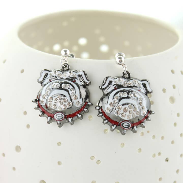 Seasons Jewelry - Wholesale Dangle Earrings - Georgia Bulldogs Crystal Logo Earrings | UGA | Go Dawgs!