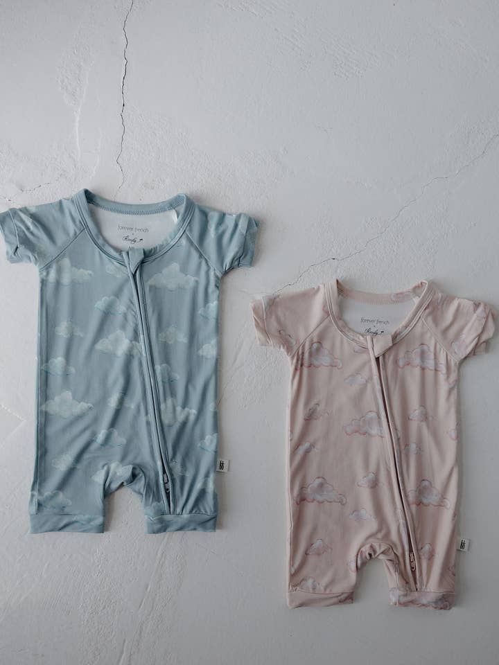 Forever French Baby - Wholesale Jumpsuit - Baby - Bamboo Zip Shortie | Ruby