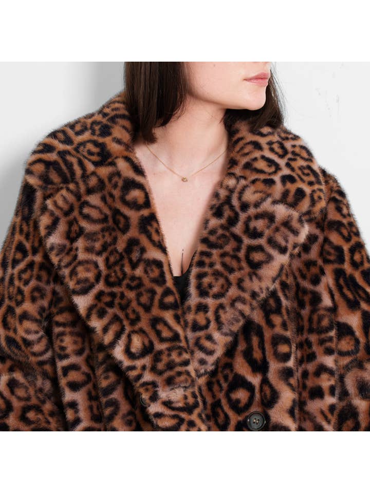 Sarta - Wholesale Fur/Faux Fur Coat - Women's - Renee Mid-Length Faux Fur Coat- Natural, Leopard5