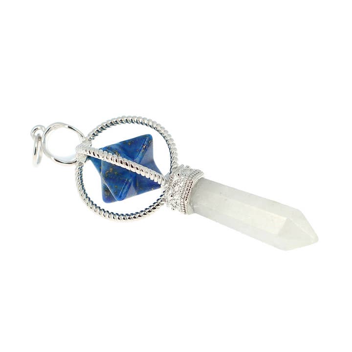 Colgantes Merkaba de Lapislázuli y punta de cristal de roca para venta al por mayor de Artisans de Madagascar