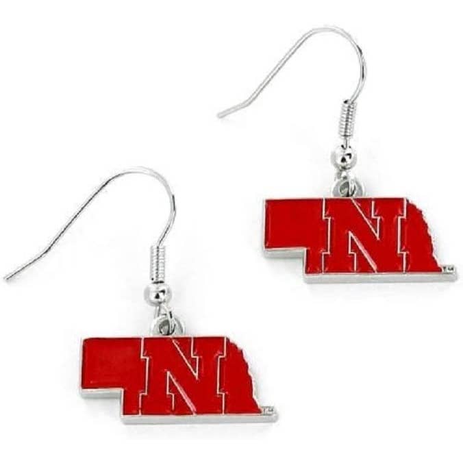 Boucles d'oreilles NCAA Nebraska Cornhuskers State Design pour la vente par Aminco USA