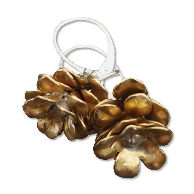 Brass Pinecone Earrings for wholesale by Silver Garden Designs