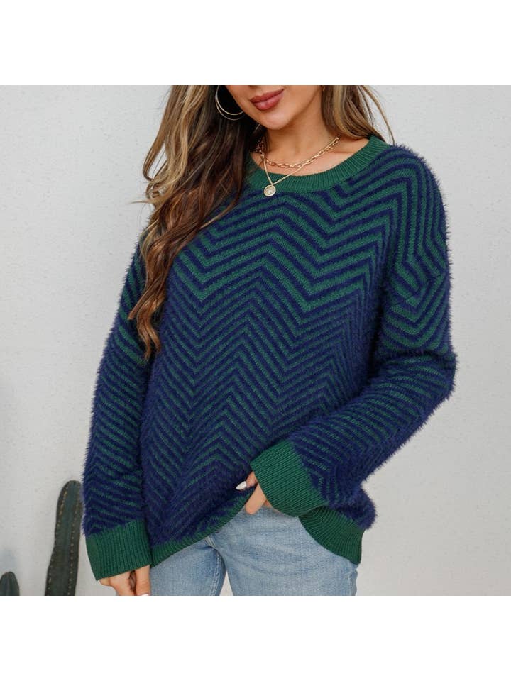 HIDDENBRAND - Wholesale Knit Sweater - Women's - Crewneck Plush Long-Sleeved Knit Sweater9