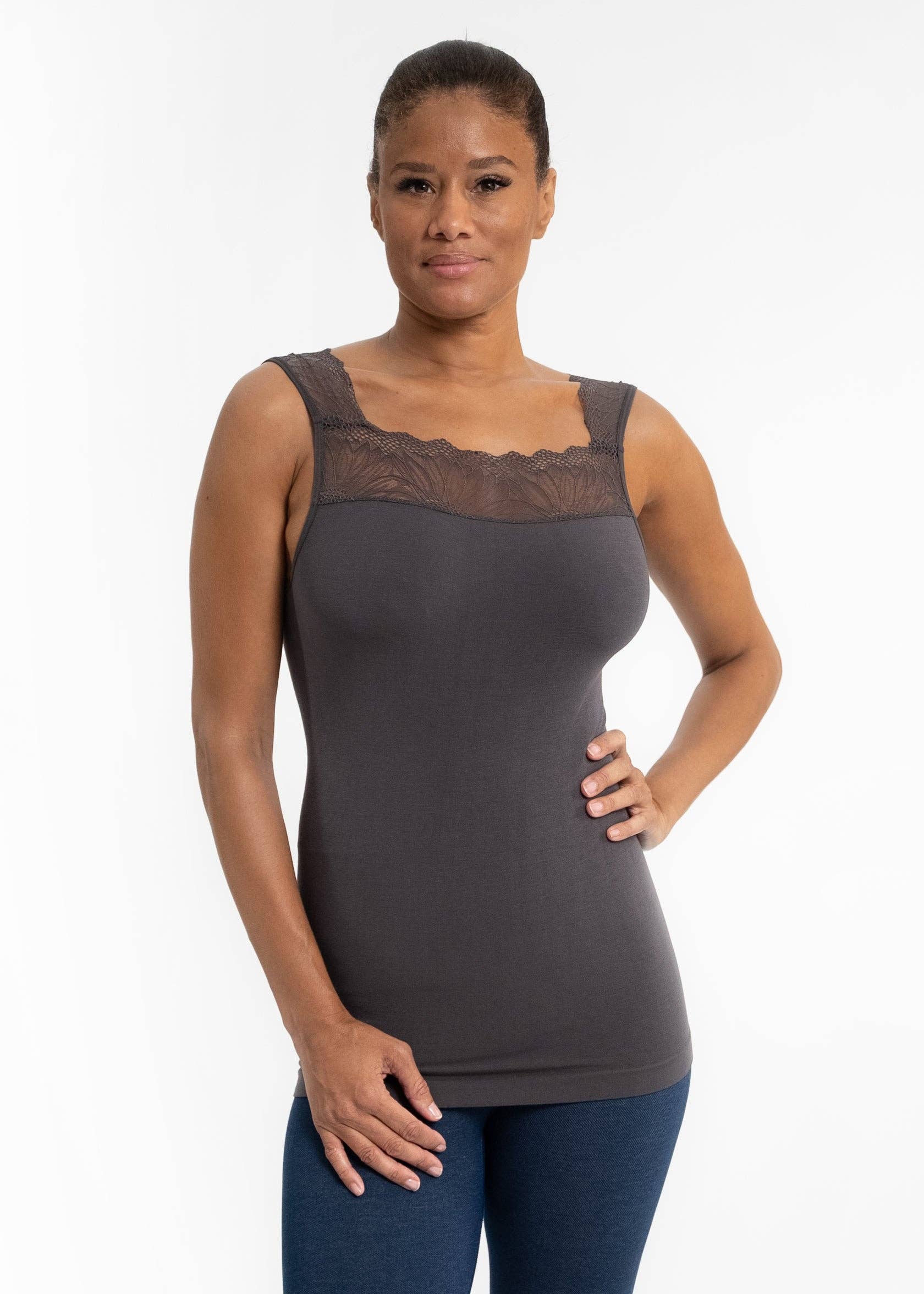 ELIETIAN - Vente Haut en maille – femme - Top réversible avec insert en dentelle56