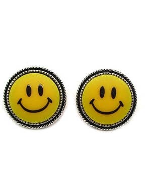 Smile Face Post Earring for wholesale by Snowing West