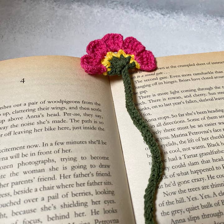 Honey Art and Nature - Vente Marque-page - Joli marque-page en forme de fleur au crochet, accessoire à chaîne Pink Bloom4