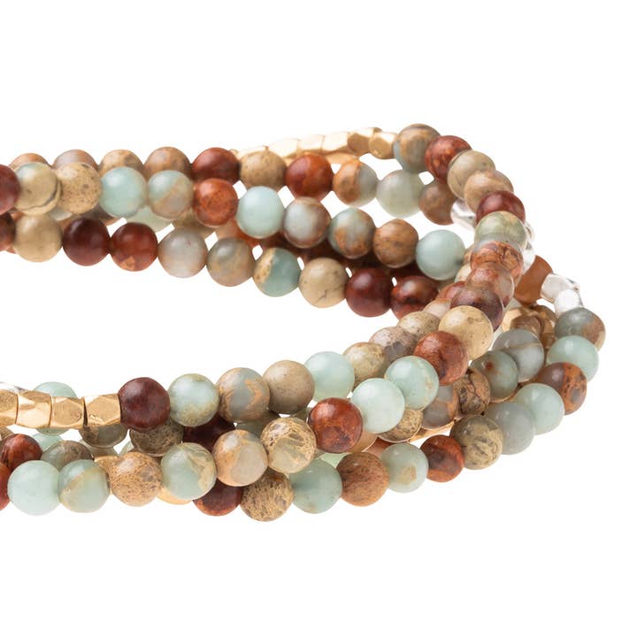 Scout Curated Wears - Wholesale Beaded Bracelet - Stone Wrap: Aqua Terra - Stone of Peace