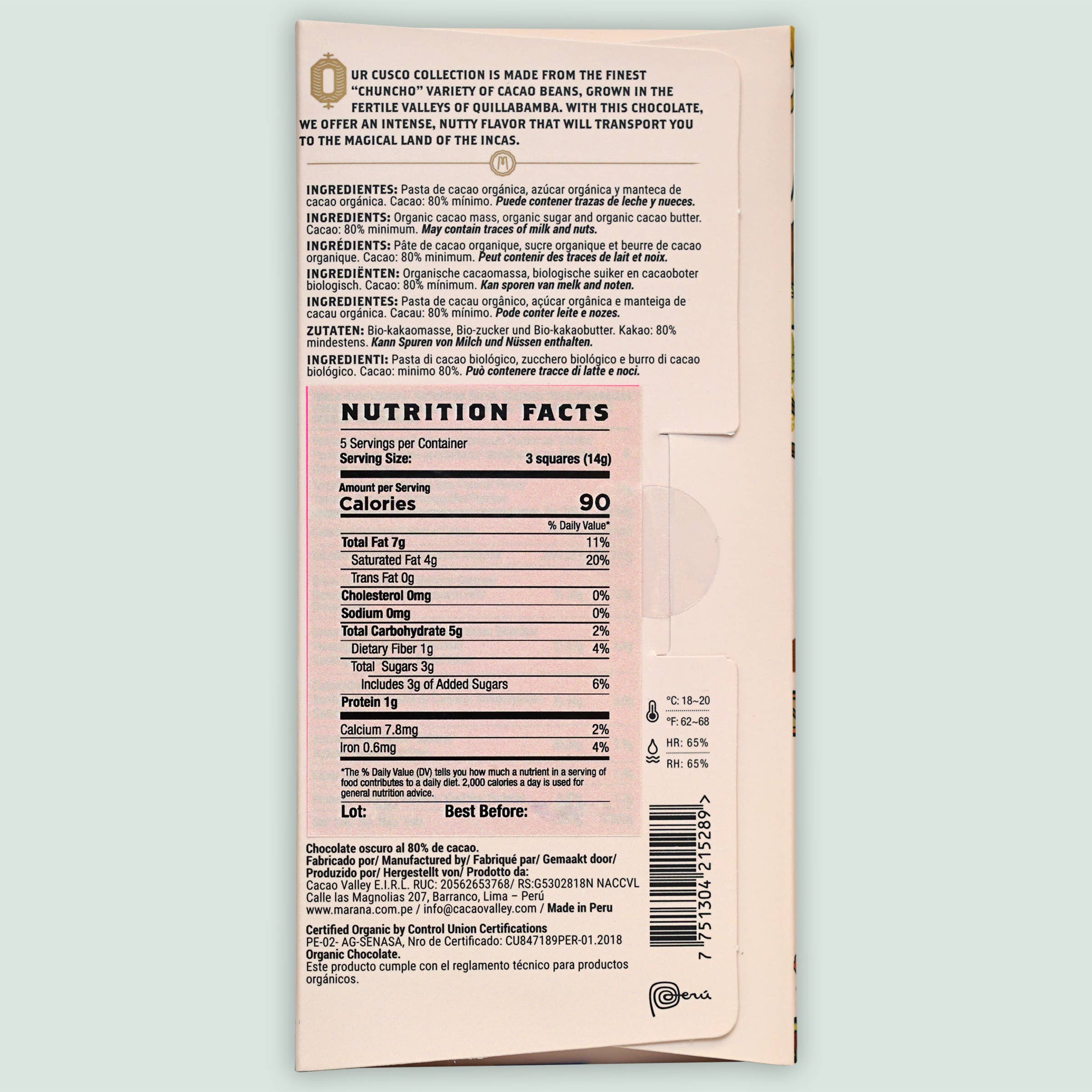 Bar & Cocoa Chocolate - Wholesale Chocolate Bar - Marana Dark Chocolate Cusco Bar 80% (Peruvian Chocolate)1