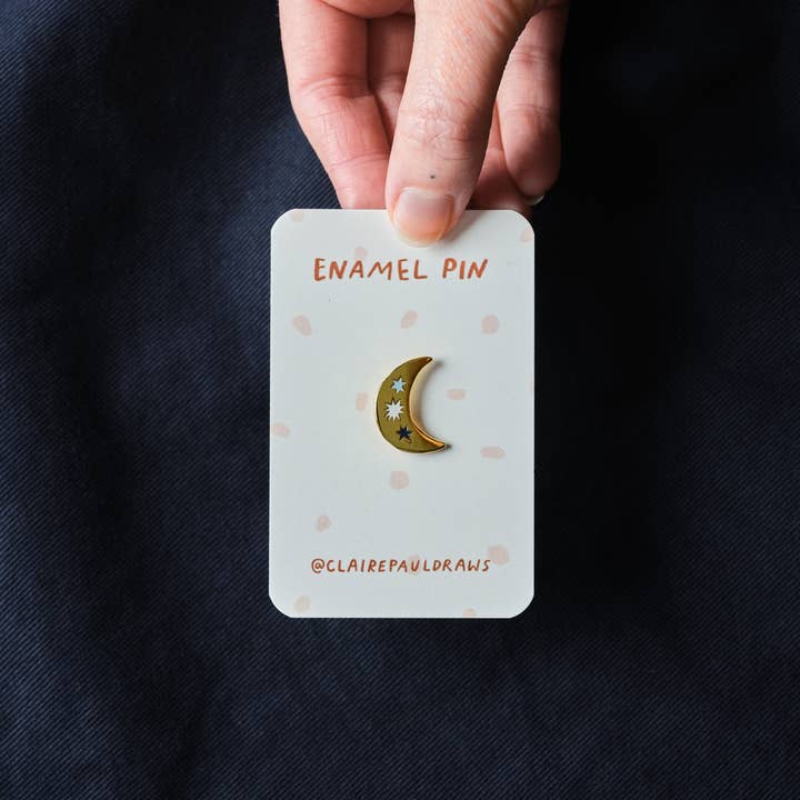 Claire Paul - Wholesale Lapel pin/button - Crescent Moon Enamel Pin1