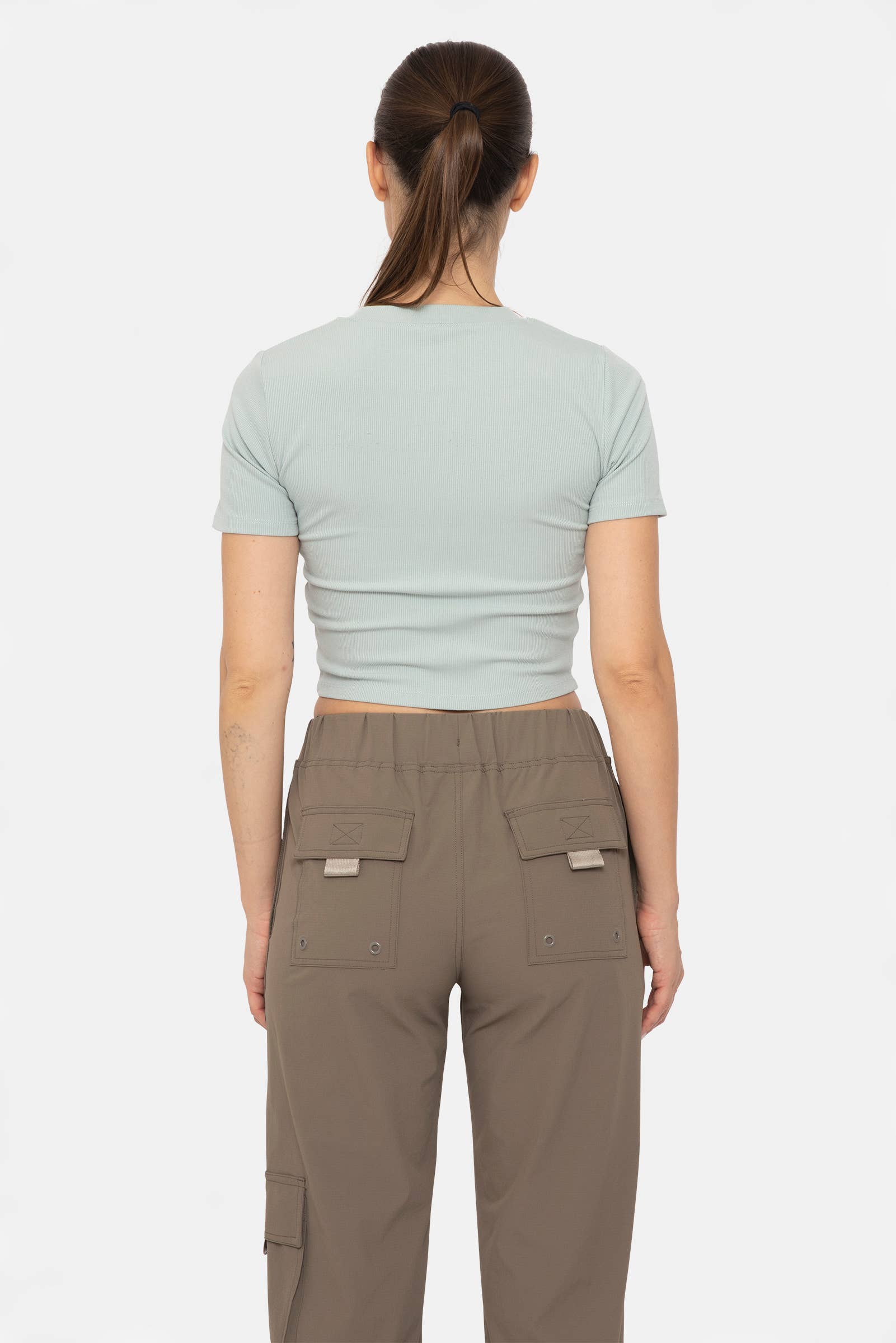 Mono B - Wholesale Athletic Top - Women's - Essential Micro-Ribbed Athleisure Baby Tee38