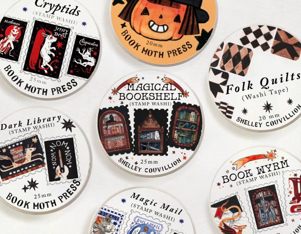 Shelley Couvillion - Wholesale Washi Tape - Cryptids Stamp Washi Tape / Dark Academia / bookish2
