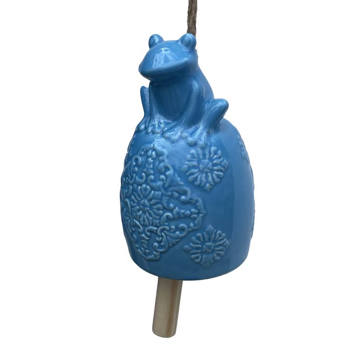 Esschert Design USA - Wholesale Wind Chime - Perching Frog Wind Chime, 3 Asst. Colors