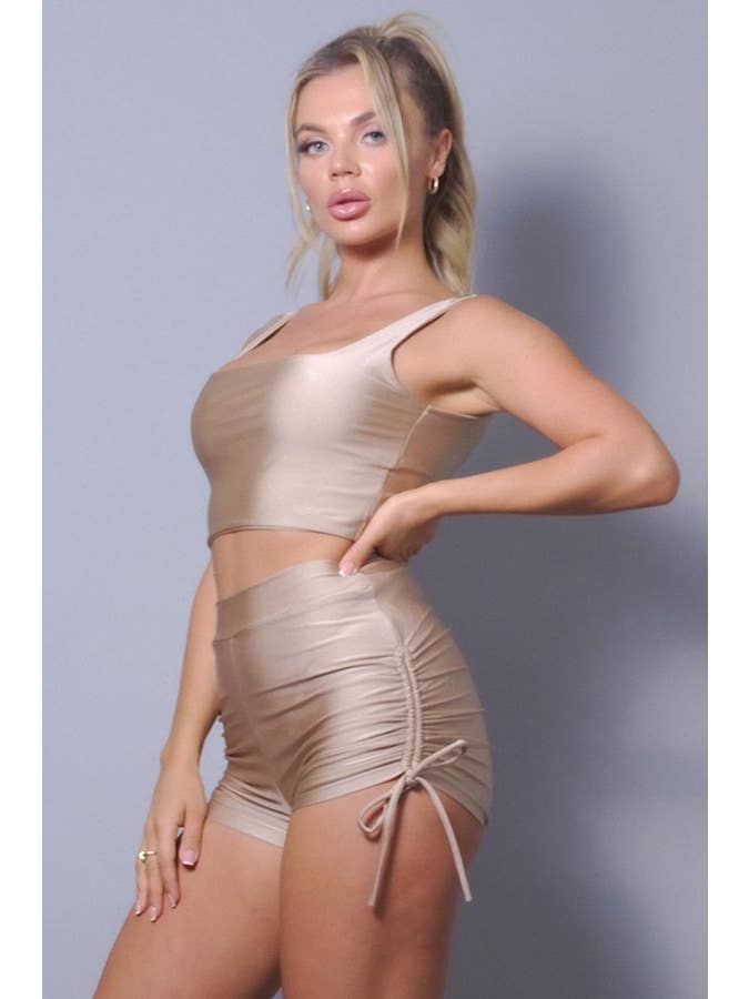 CEFIAN FASHION - Wholesale Athletic Shorts - Women's - SEXY HIGH WAISTED SIDE RUCHING TIE SHORTS8