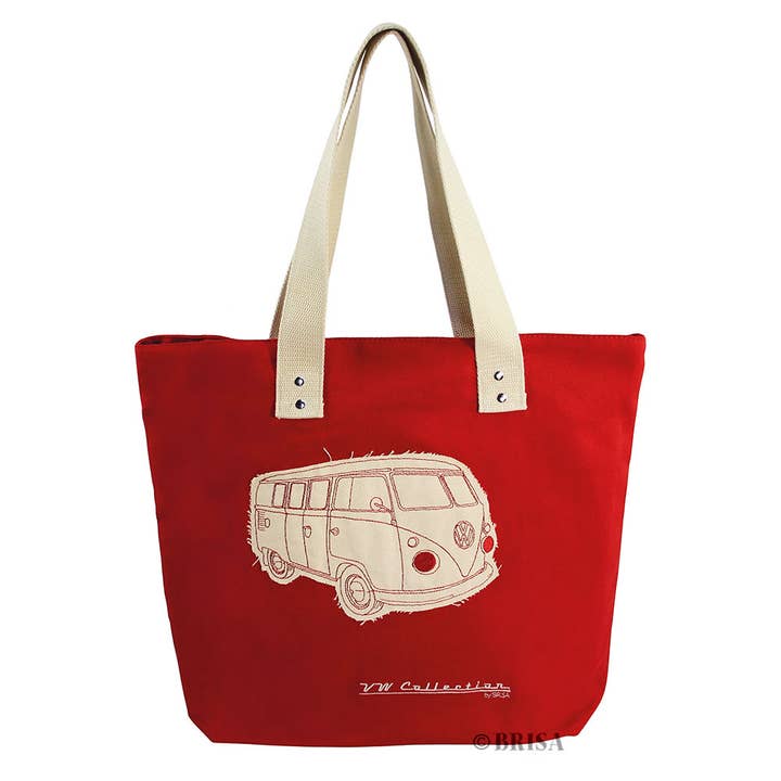 VW T1 Bus Canvas Shopper Bag - Red for wholesale by VW Collection by BRISA