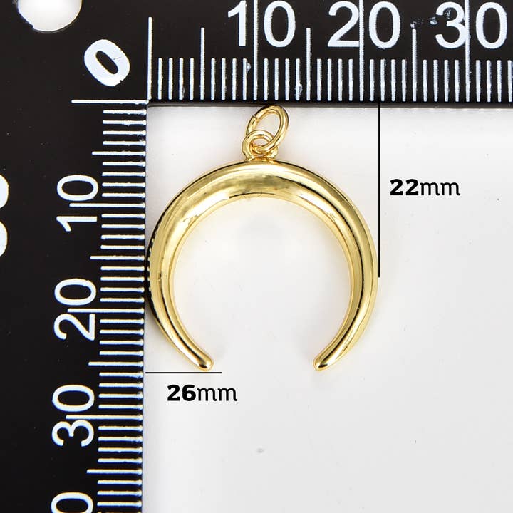 Beads Creation - Vente Breloques/médailles personnalisées - Pendentif à breloques en forme de croissant de lune rempli d'or, CP10732