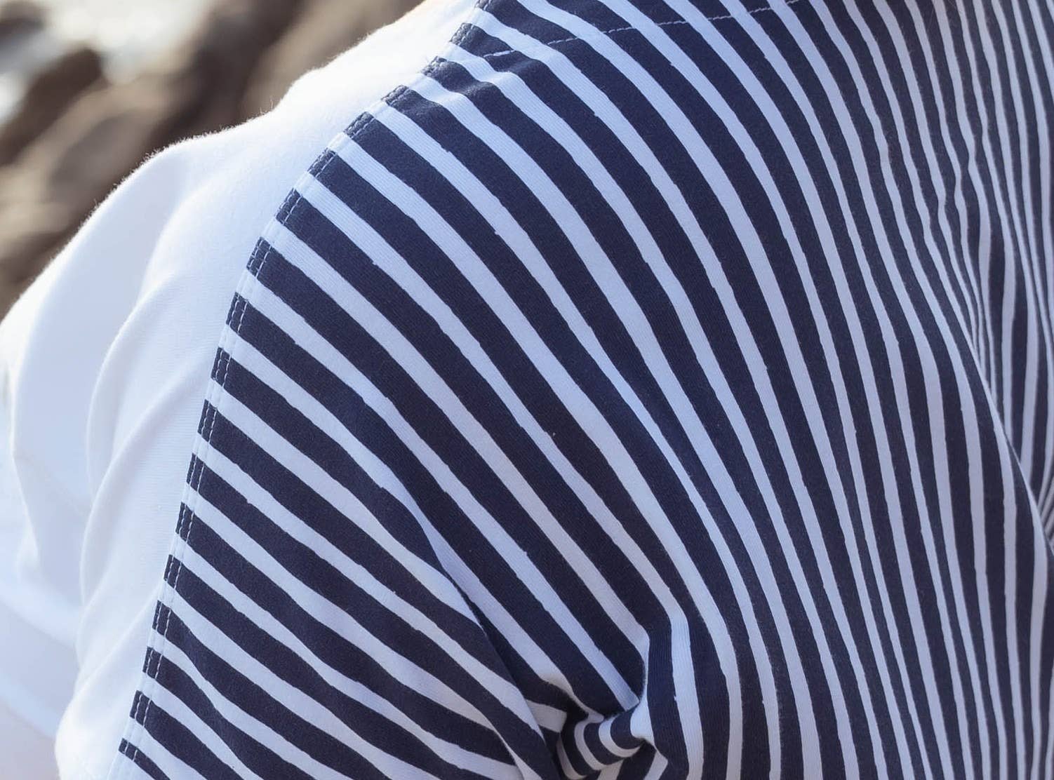 Marine Cross V-Neck T-Shirt - Striped Back for wholesale on Faire0