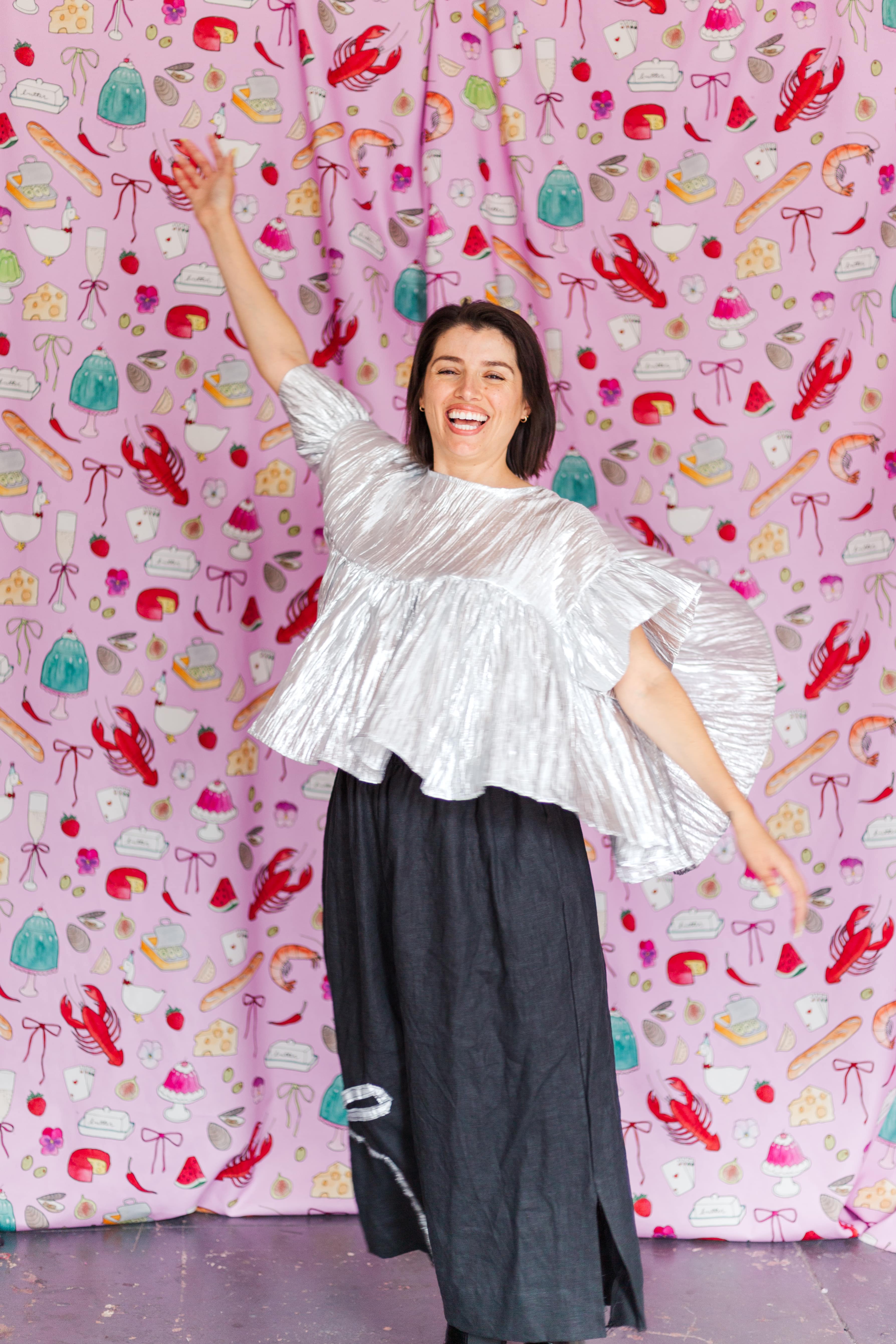 Nettle Studios - Wholesale Blouse - Women's - Size-Inclusive Plus Size Womens Silver Metallic Gathered Top45