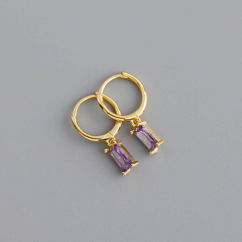 Perimade & Co. LLC – wholesale Huggie earrings – Emerald Cut Color Gem Drop Earrings in 925 Sterling Silver10