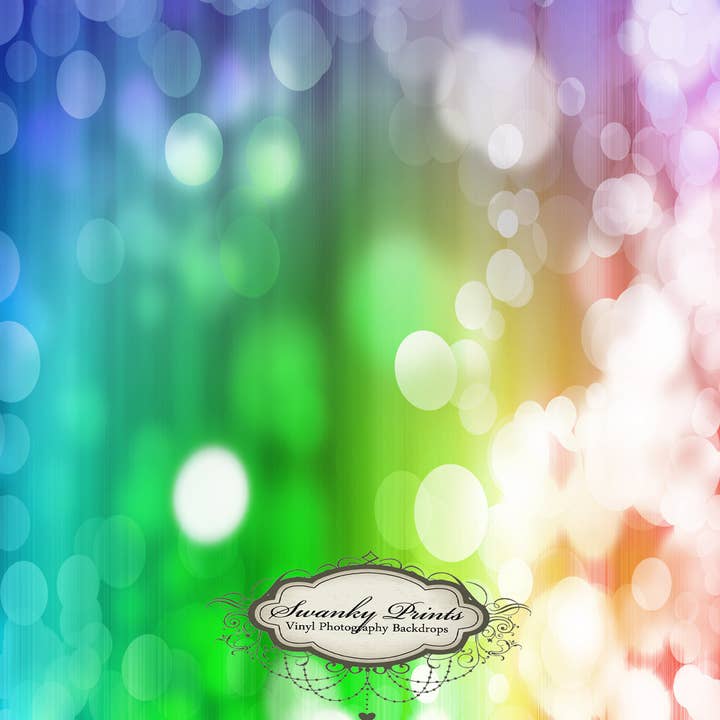 6ft x 6ft vinylfotografie achtergrond/Sparkle Rainbow Bokeh voor wholesale door Swanky Prints