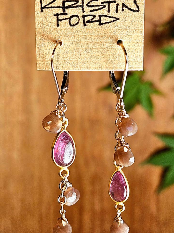 GF) Pendientes de piedra lunar "Mocha" de rubí y chocolate EWH4625G para venta al por mayor de KRISTIN FORD Jewelry With Meaning