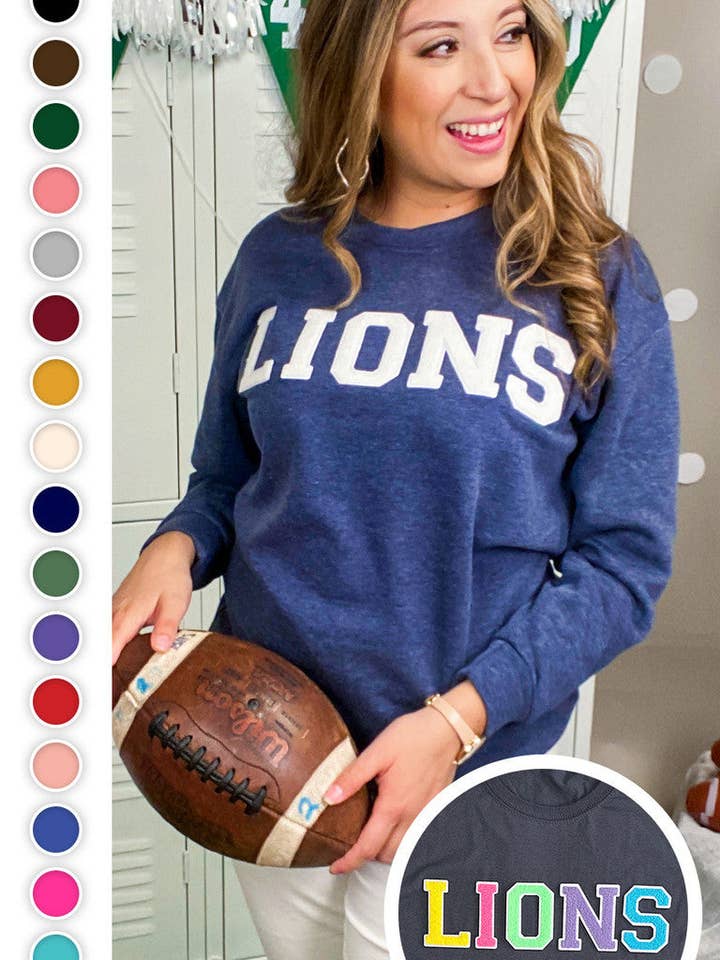 Soft Chenille Custom Mascot Sweatshirt for wholesale by Sugar Stitch