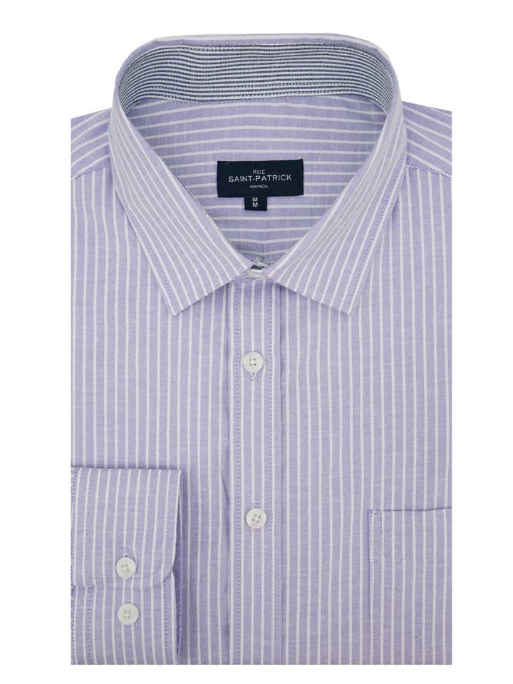 Brompton Randig Stretch Oxfordskjorta i Lavendel för wholesale av Rue Saint-Patrick