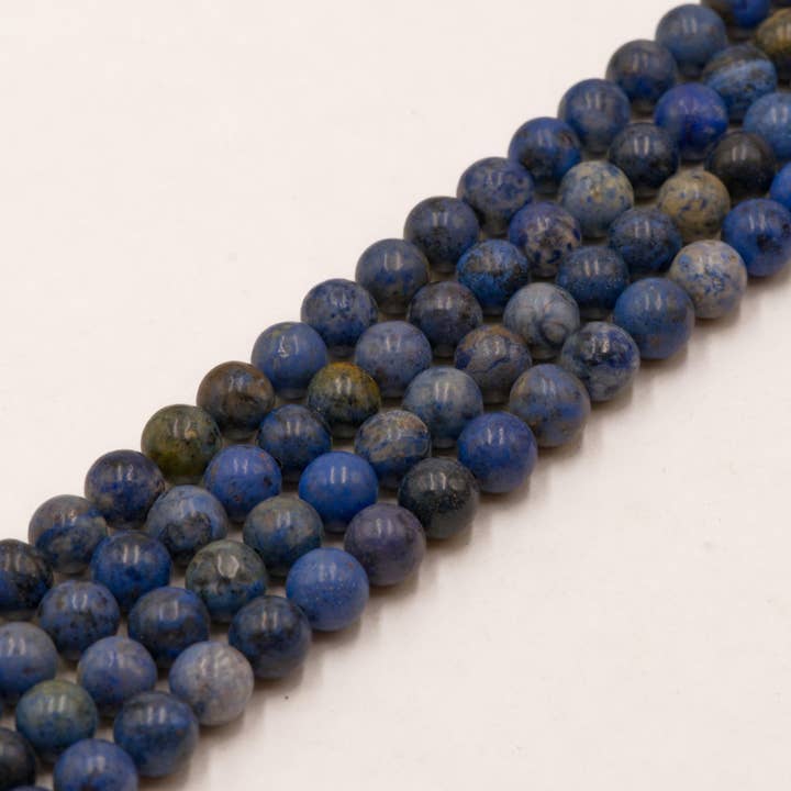 CRCBEADS - Wholesale Beads - Natural Blue Dumortierite Smooth Round Beads Size 6mm 8mm 10mm 15.5" Strand6