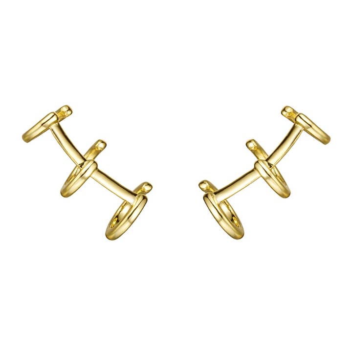 Pendientes largos/aro earcuff triple - 9 mm - bañado para venta al por mayor de Buganto