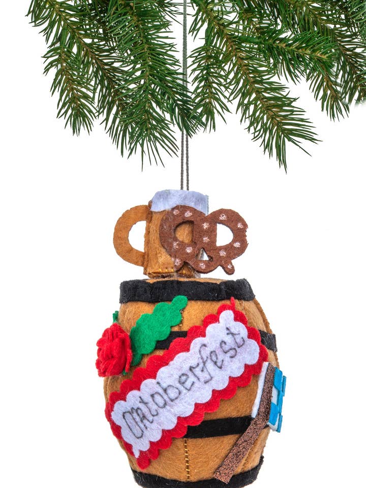 Oktoberfest Barrel Ornament for wholesale by Silk Road Bazaar