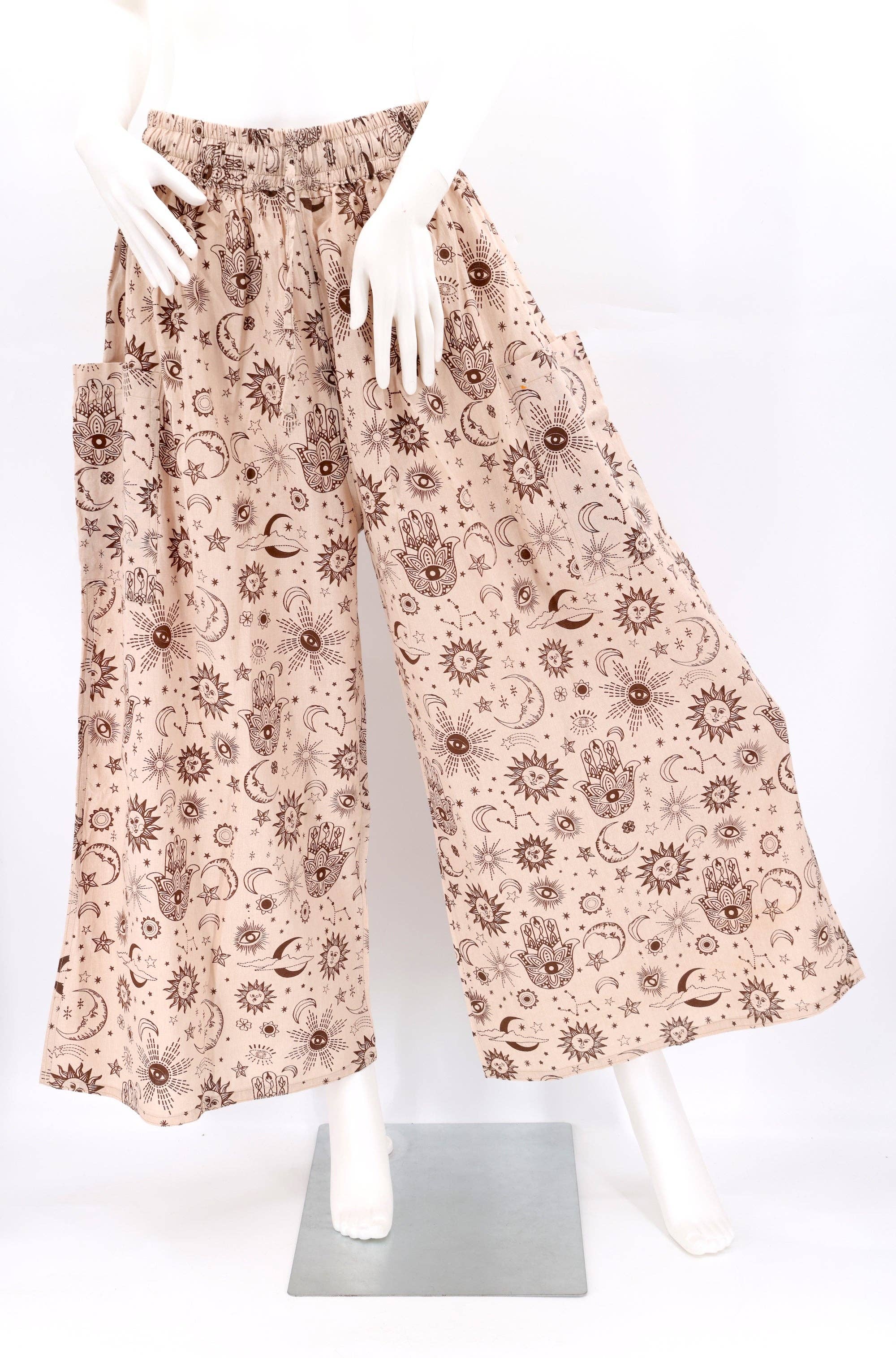 Himalaya Handmade - Wholesale Pants - Women's - Cotton Hippie Handmade Harem Celestial Print Wide Leg Bohemian Trousers0