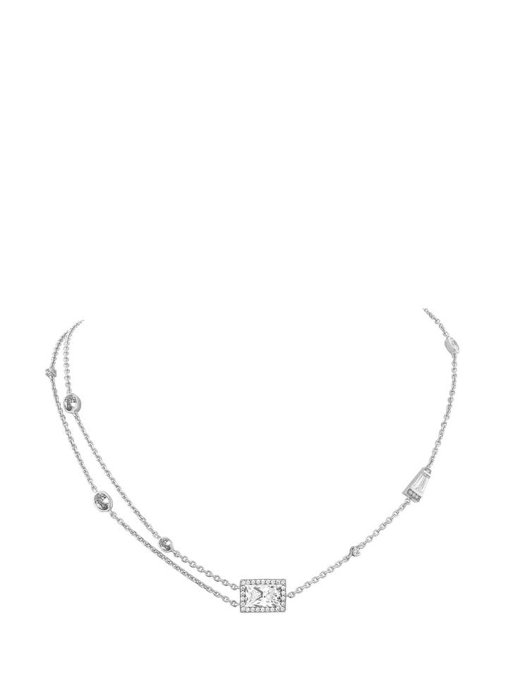 Polaritetshalskæde med hvide diamanter i sølv for engroshandel hos SALLY SKOUFIS™