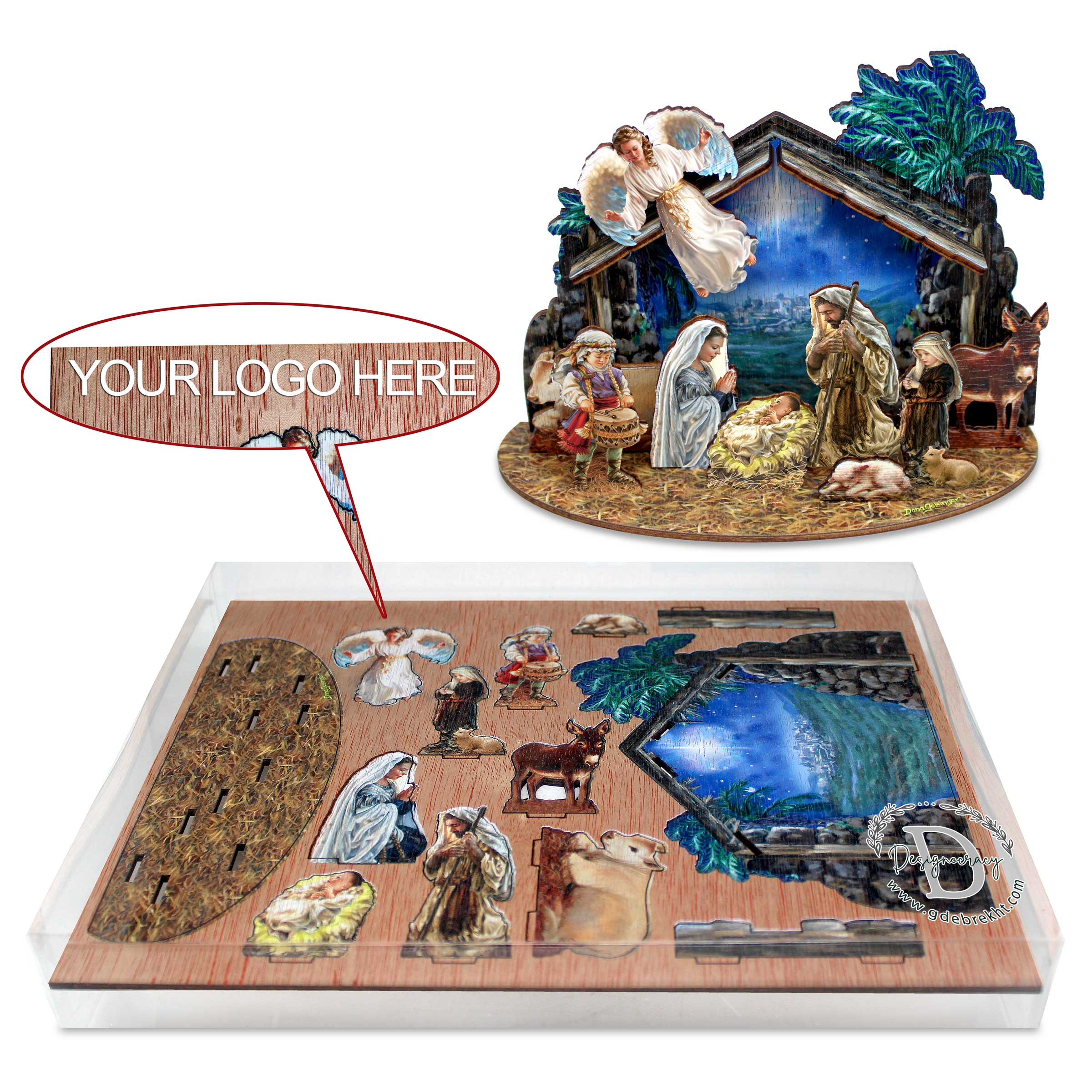 Designocracy – wholesale Julkrubba – Födelse med Angel Décorative Village av D. Gelsinger3