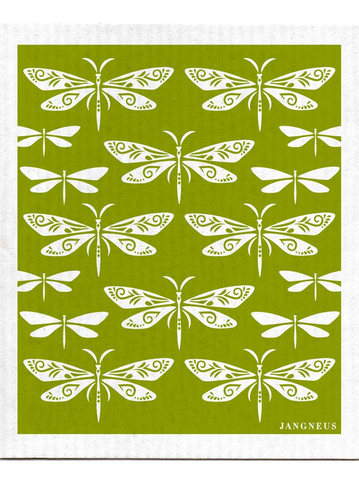 Swedish Dishcloth - Dragon Fly - Green for wholesale by Jangneus