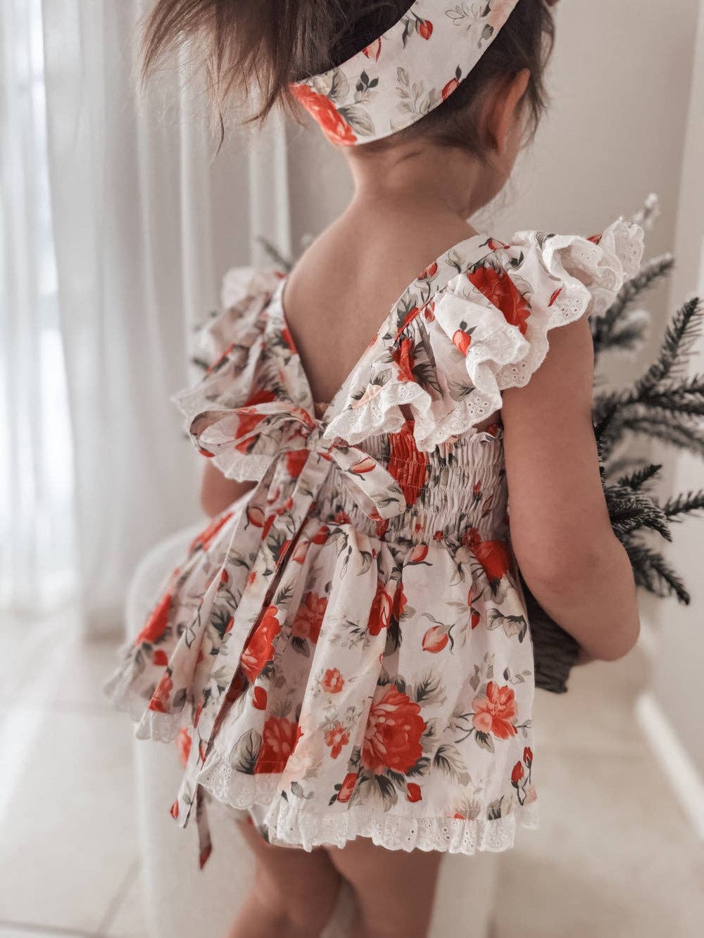 A Little Lacey - Vente Barboteuse – bébé - Barboteuse de Noël florale pour bébé fille Olive7