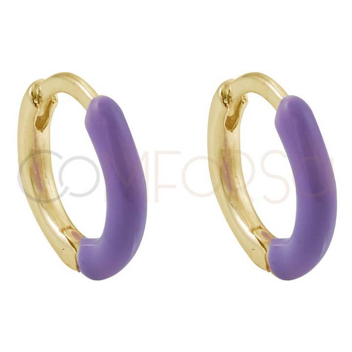Sterling Silver 925 Purple Enamel Hoop Earrings 12 Mm for wholesale by COM FORSA SL