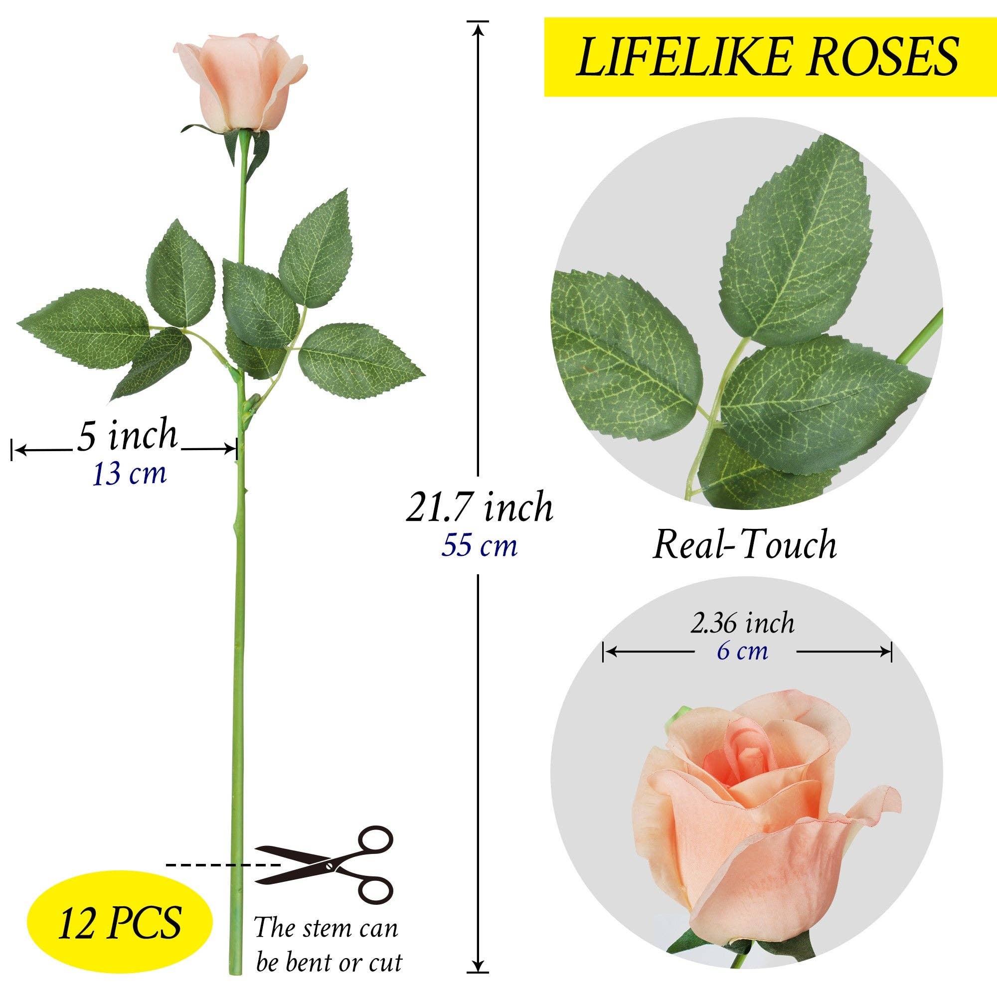 Grand Verde - Wholesale Artificial Flowers - Roses Real-Touch Artificial Flowers 22” Long Stems, 12pcs8