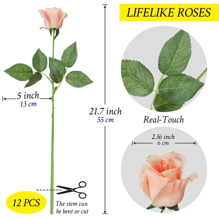 Grand Verde - Wholesale Artificial Flowers - Roses Real-Touch Artificial Flowers 22” Long Stems, 12pcs8