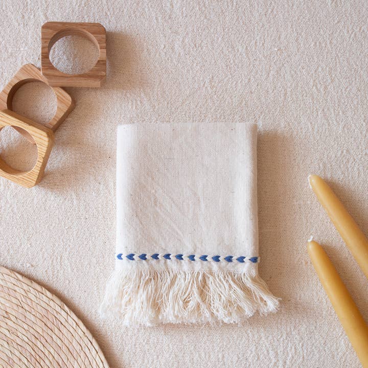 kd weave - Wholesale Dinner & Cloth Napkin - Chambray Braid Detail NapkinBlack Braid Detail Napkin | Hand Woven Cotton | Set of 2